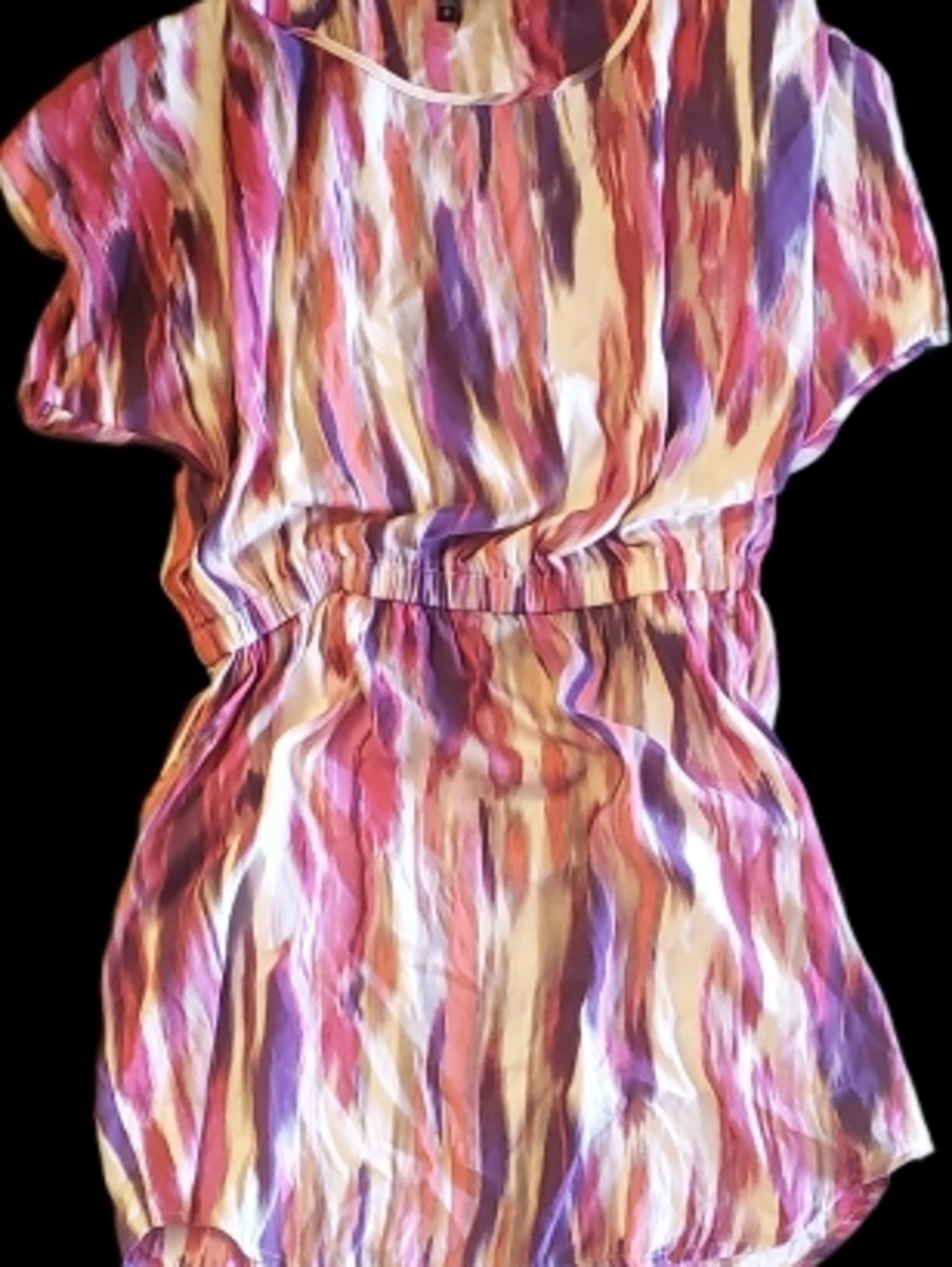 Colorful Watercolor Stripe Short Sleeve Dress